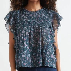Etoile Isabel Marant Layona Gathered Floral Blouse size 36 / Small